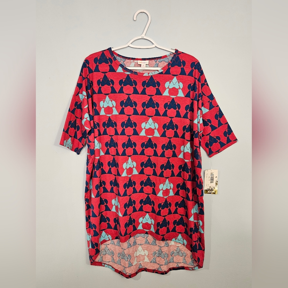 LuLaRoe Disney Women's Irma Minnie Mouse Tunic Top Hi Low Size Medium